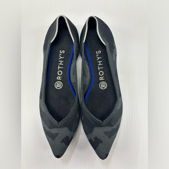Rothy’s The Point Gray‎ Camo Camouflage Retired Pointed Flats Shoes Size 7.5 - Picture 1 of 9